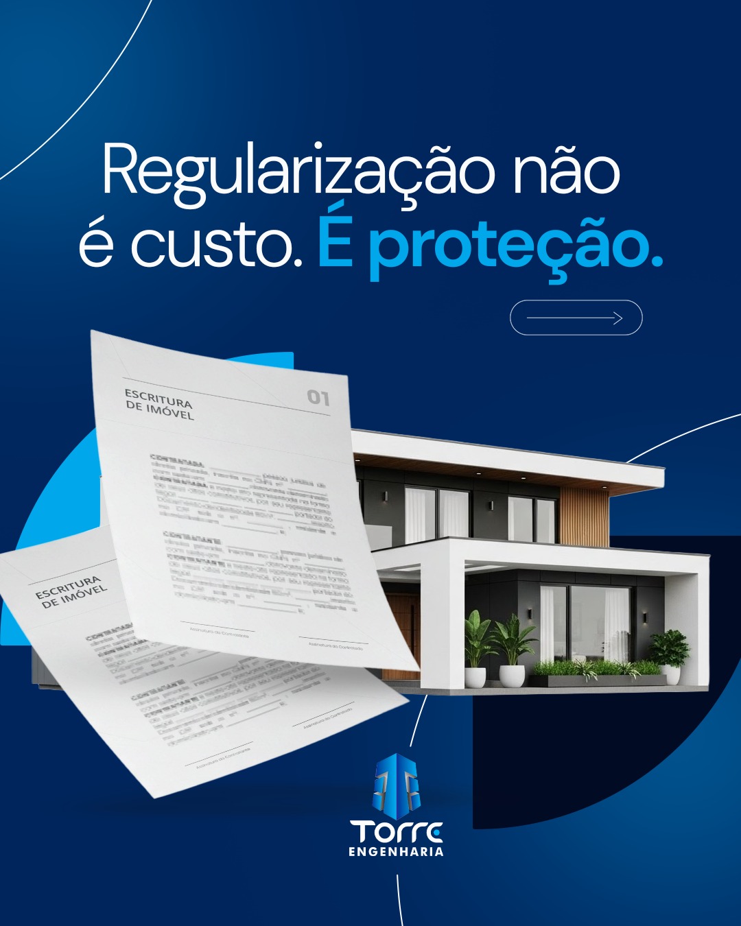 Material visual da Torre Engenharia com foco em regularização de imóveis